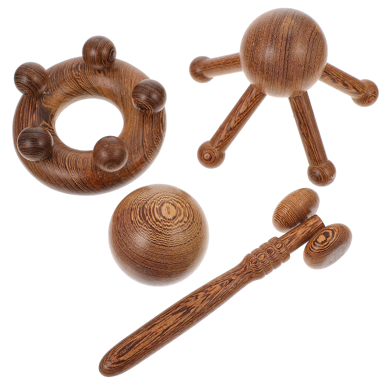 

4Pcs Head Massager Set Practical Ergonomic Wooden Facial Massage Tools Promote Blood Circulation Relieve Fatigue