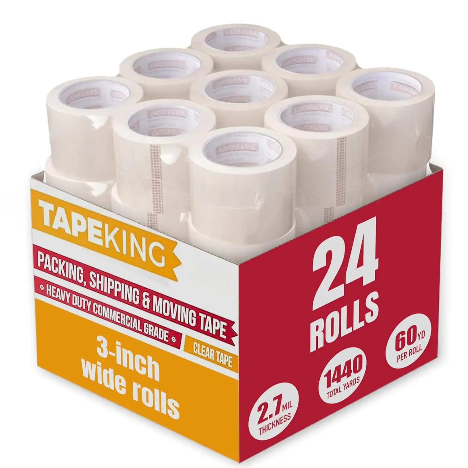 

Clear Packing Tape 3 Inch Wide (24 Rolls) | Heavy Duty Packing Tape 2.7mil Strong Adhesive for Moving Boxes, Shipping Ca
