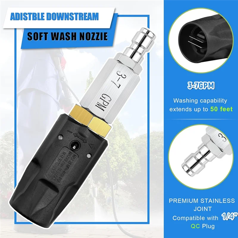 

B45C Adjustable Downstream Soft Wash Nozzle 3-7GPM Forpressure Washer 3-7 GPM Forcleaning Machines, Outdoors, Andpatio Cleaning