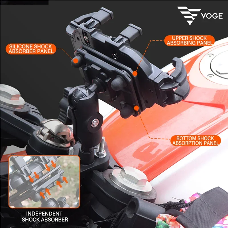 GPS Motorcycle Phone Shock Absorbing Alloy Navigation Bracket For LONCIN VOGE 500DS 650DS 500R 500AC 300AC RR 2024 2025 LOGO