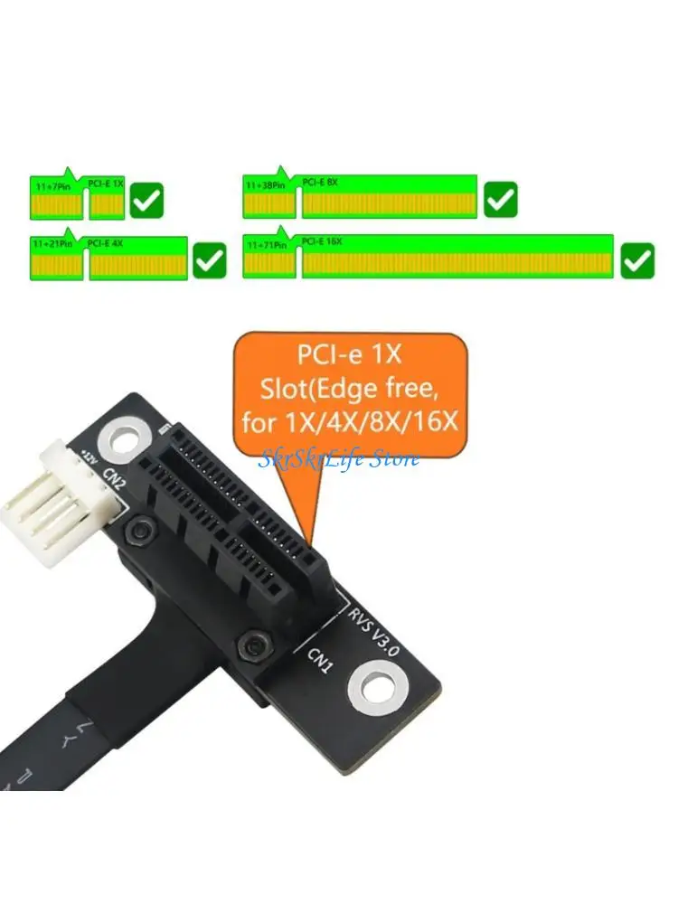 E65E Build Cable Placement Line, Mini PCIe to PCIe 1X/4X/8X/16X Flexible Ribbon Cable for Internal Expansion Card Position