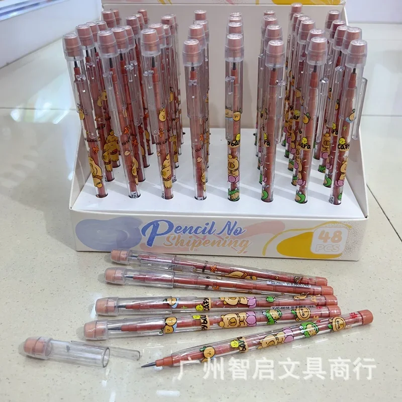 4Pcs/Lot Capybara Cartoon 10 Knot Blocks Replaceable Core Pencils Korean Assembly Writing Pencil Cute School Stationery Kid Gift