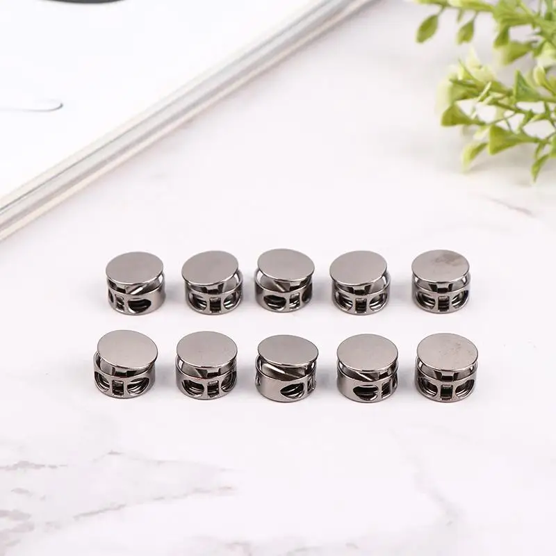 Heavy Duty Metal Rope Lock Clips 10Pcs 2 Hole Design Non-Slip Stopper Buckles for Hiking Backpack Luggage Drawstring Fixing
