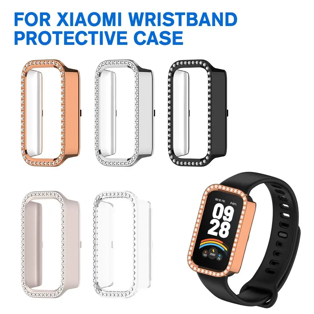 Для Xiaomi Band 9 Active защитный чехол для часов с бриллиантами, инкрустированный бриллиантами, ремешок 3, полый чехол-браслет F2K7