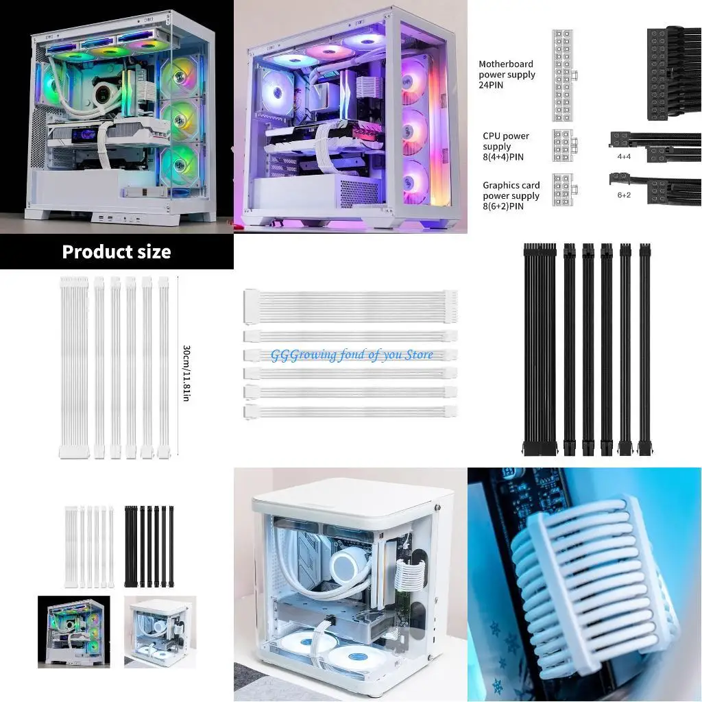 

H9EB ATX24Pin/2x8Pin(4+4) CPU/3x8Pin(6P+2P) GPU Sleeved Extension Power Supply Cords