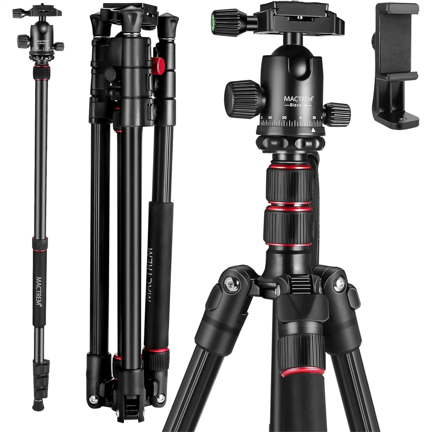 

84" Camera Tripod Heavy Duty, Professional Aluminum Tripod & Monopod with 360° Ball Head, 33lb Load for Travel DSLR Canon Nikon