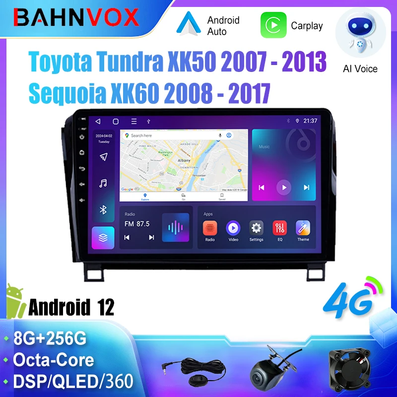 

9" Android Car Radio 12.0 for Toyota Tundra XK50 2007 2013 Sequoia XK60 Multimedia Video Player GPS Navigation Stereo Carplay