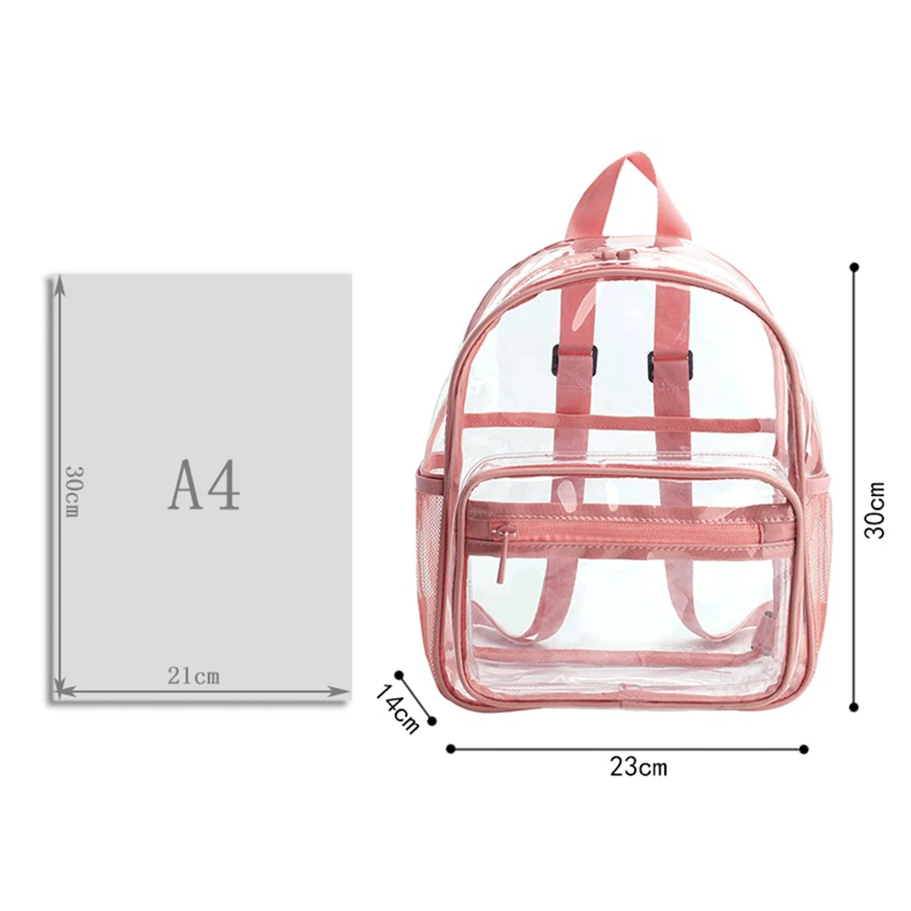 Casual Transparent Waterproof PVC Jelly Rucksack Storage Bag Student Backpack