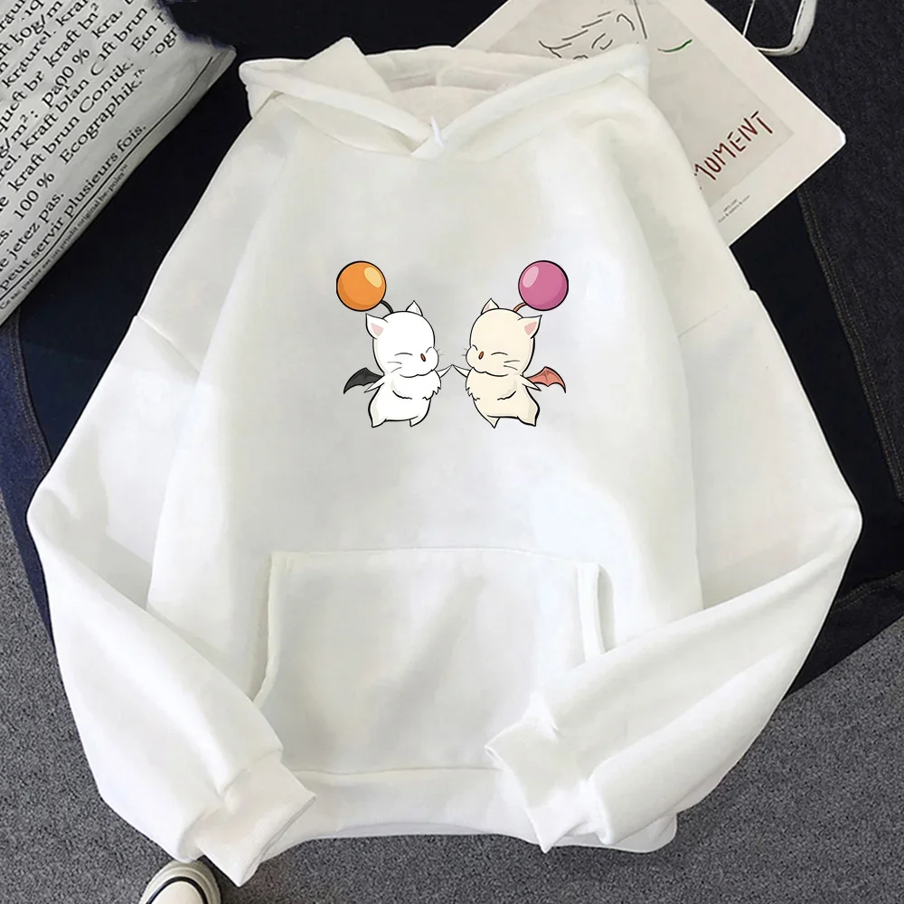 Final Fantasy XIV Hoodie Female Cute Clothes Cartoon Cats Sweatshirts Unisex Autumn Fleece Long-sleeve Sweatwear Comfortable