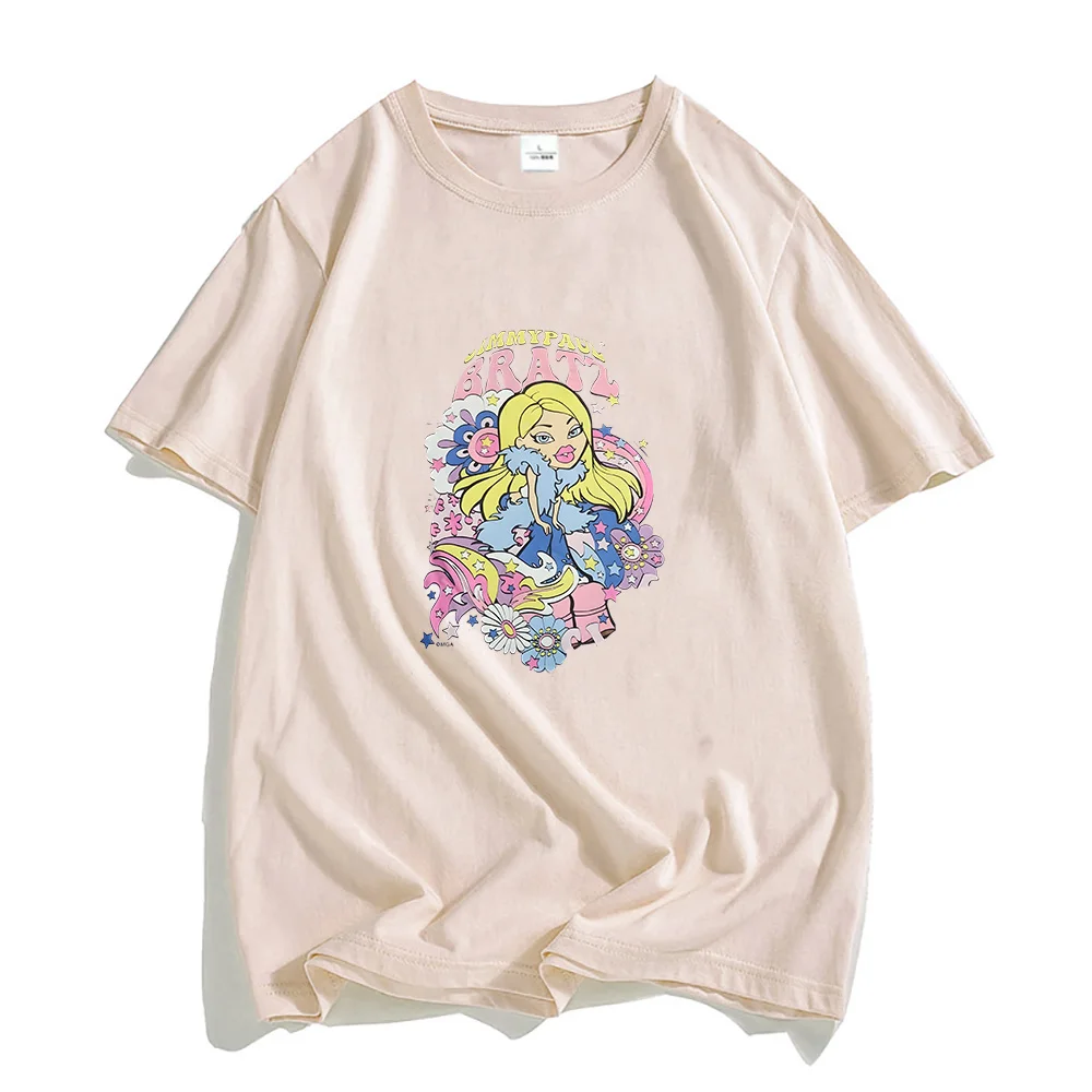 Bratz Tshirts 100% Pure Cotton T-shirt Cartoon Movie Tees Unisex Fashion Anime Clothes Graphic T Shirts Summer Oversized Shirt