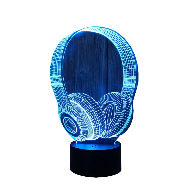 YY Creative Headset 3D Small Night Lamp USB Plug-in Atmosphere Bedside Lamp Bedroom Night