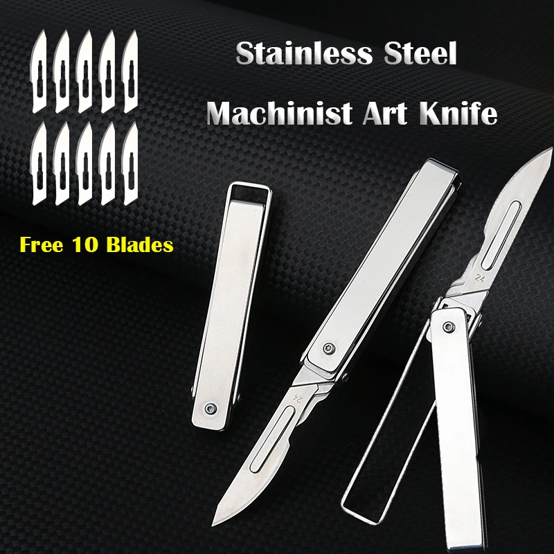 Stainless Steel Multi-function Utility Knife Wallpaper Scalpel Knife Crowbar Sturdy EDC Mini Folding Knife Engrave Carving Tools