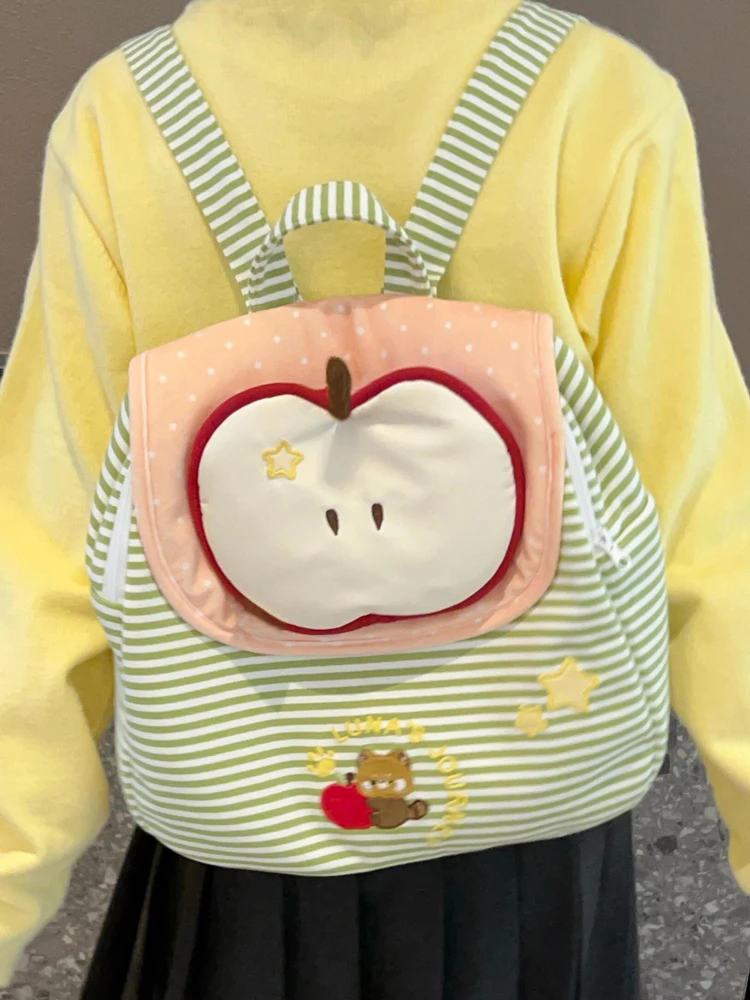 Menta een Borsa da studente dolce a righe grande Capaci Bapa Fre Sle Borsa a doppia spalla per borsa da scuola da donna