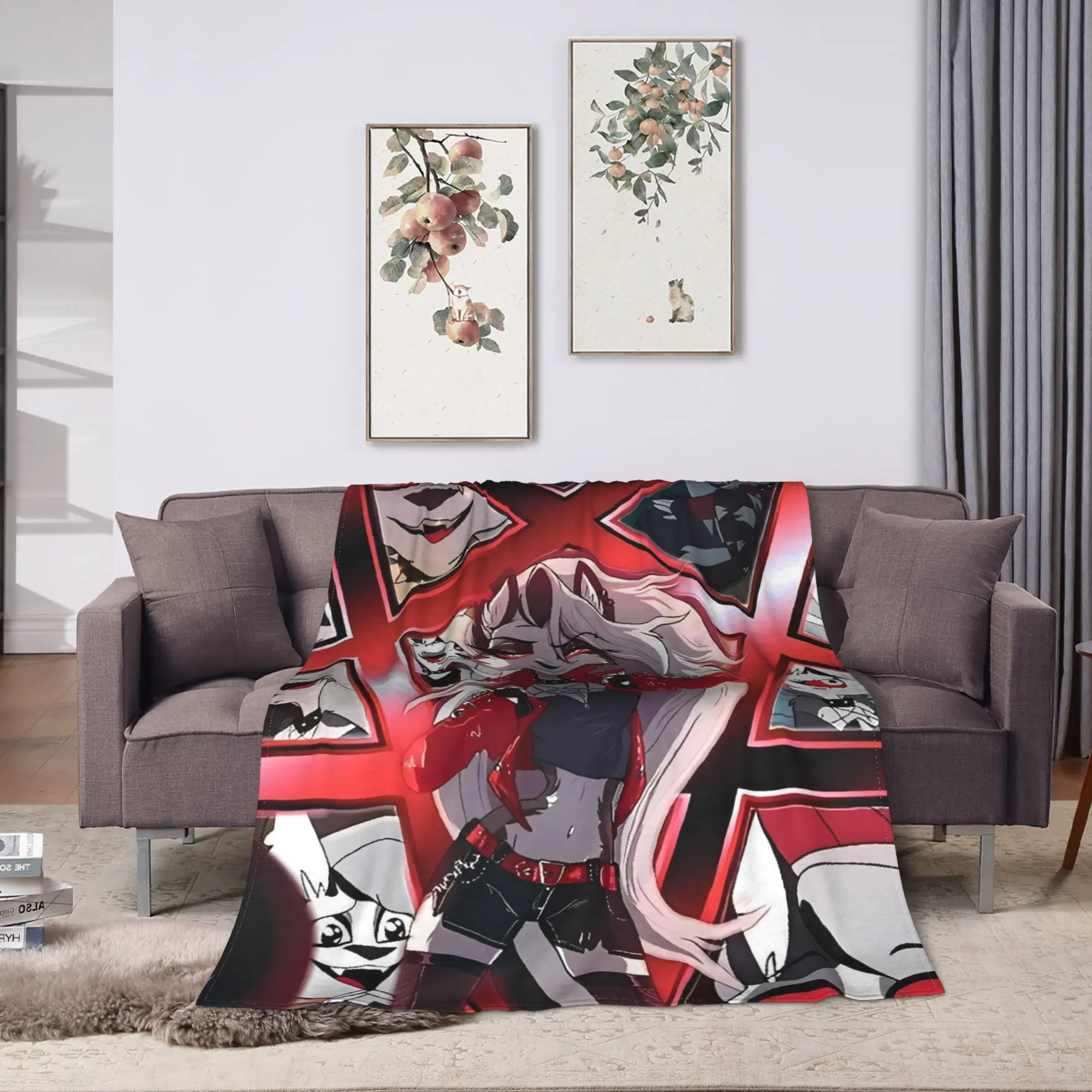Helluva Boss Loona Flannel Blankets Winter Super Soft Throw Blanket for Girls Boys Couch Chair Graphic Bedspread Sofa Bed Cover