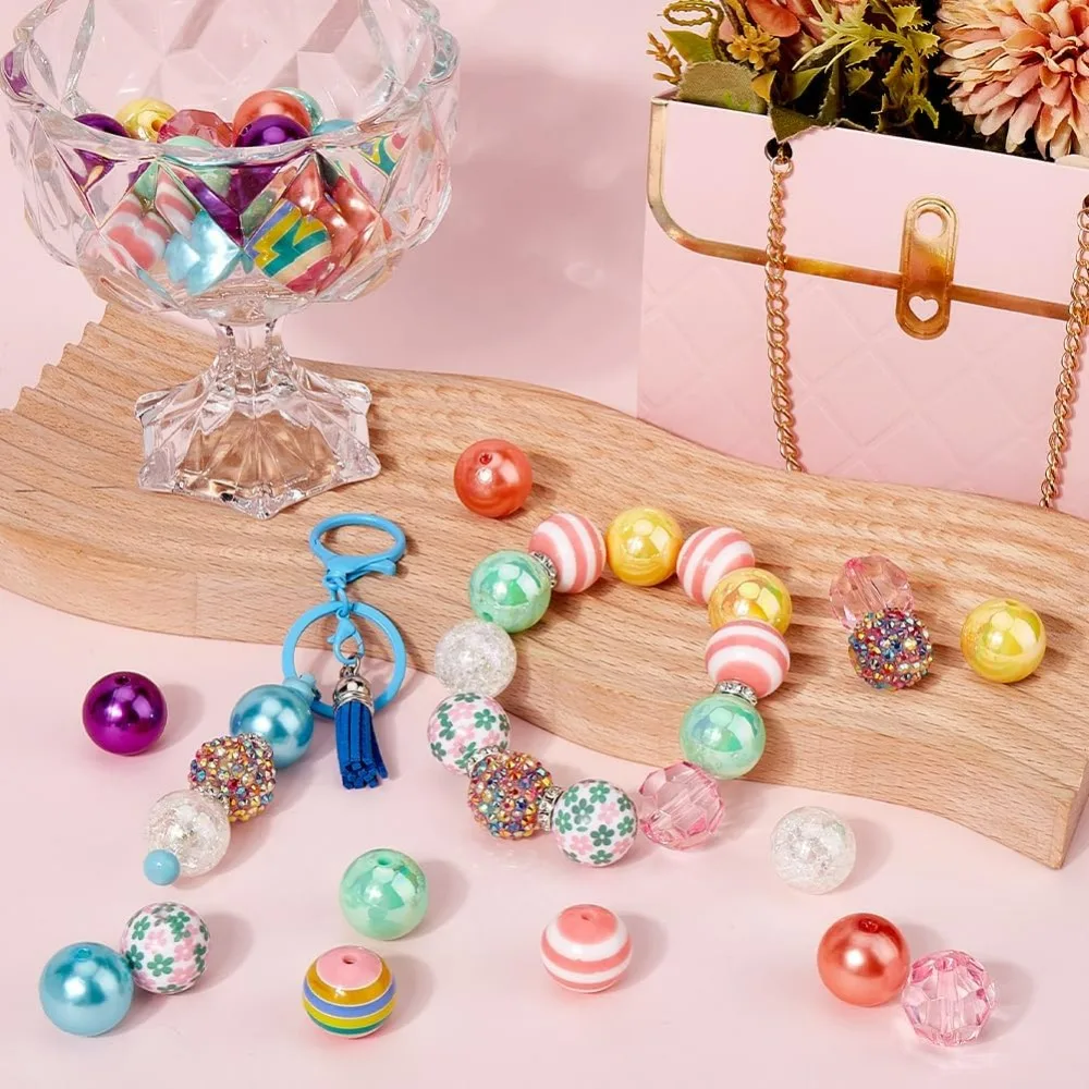 52 قطعة 11 أنماط 20 مللي متر الاكريليك الخرز السائبة اللثة حبة عدة مبهمة ملونة كبيرة كرة مستديرة حجر الراين فاصل #4