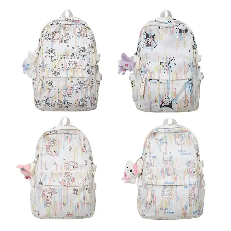 

Sanrioed Anime Hello Kitty Kuromi Cinnamoroll Melody Pochacco Large Capacity Backpack Cute Schoolbag Cartoon Shoulder Bag Gift