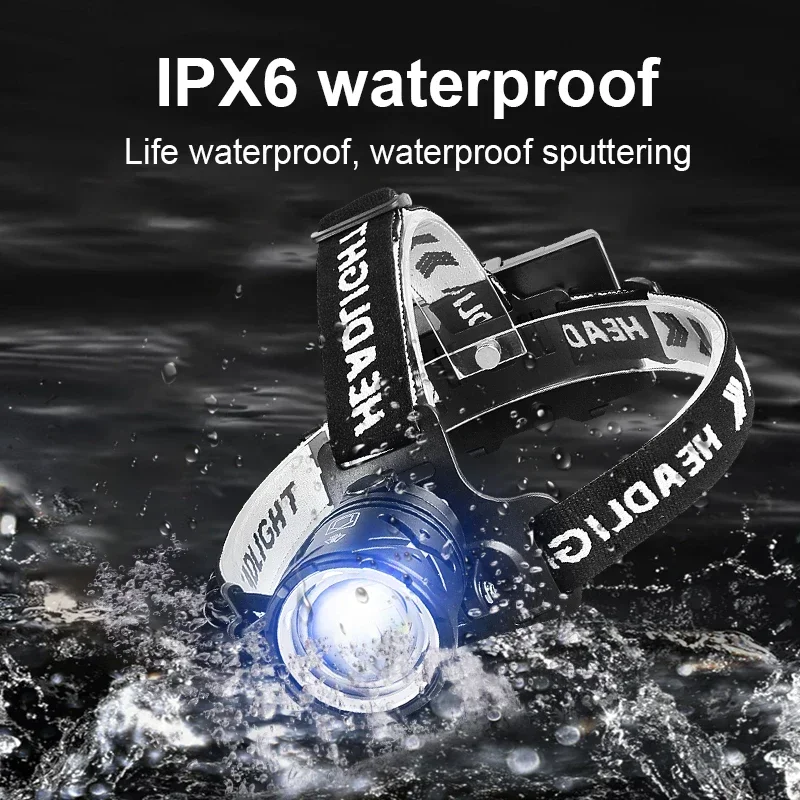 80000LM Powerful Headlamp USB Rechargeable Headlight Flashlight Large aperture XHP360 LED Head lamp Camping Fishing Head Lantern