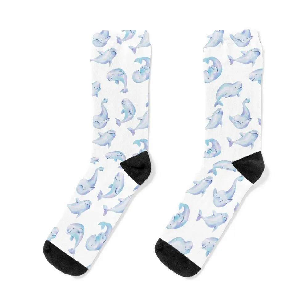 

White Arctic Beluga Whale Swimming Pack Socks designer set Run kids Mens Socks Women's