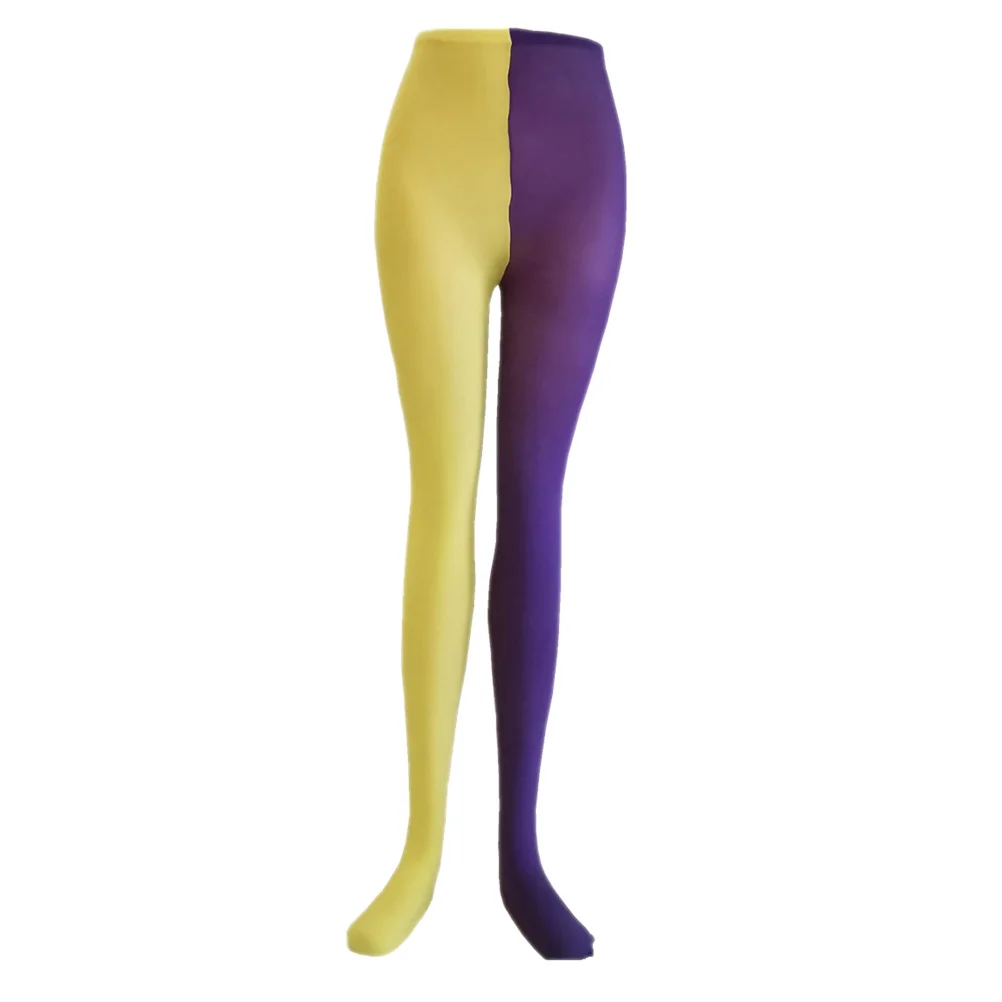 1 par meia-calça festa de carnaval longo tubo meia traje desempenho acessório roxo amarelo carnaval festa meia-calça