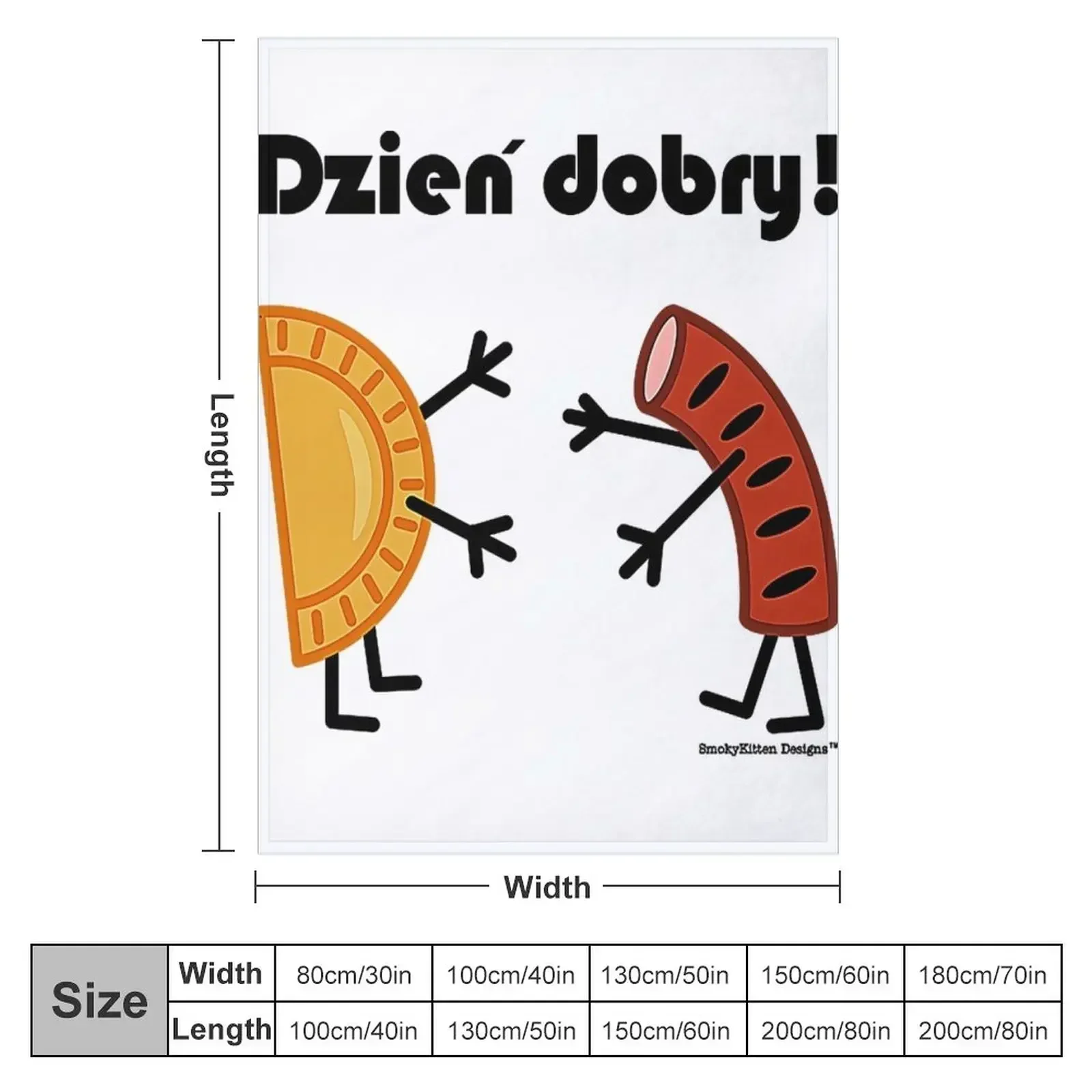 Friendly Polish Foods - Pierogi and Kielbasa - Dzien Dobry T-Shirt Throw Blanket