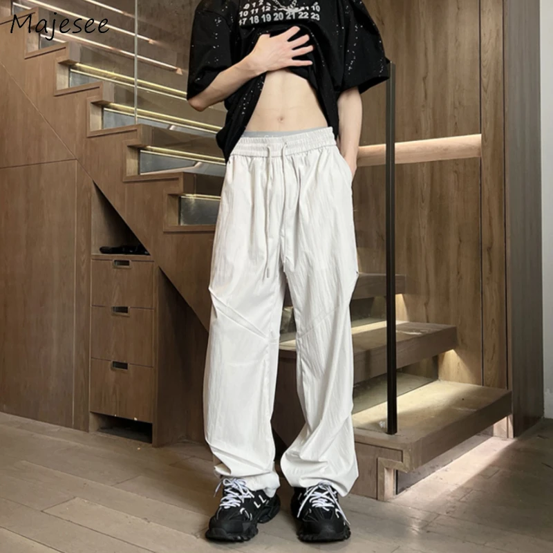 

Summer Casual Pants Men Loose Wide Leg Trousers Fashion All-match Streetwear Joggers Simple Ulzzang Handsome Personality Hombre