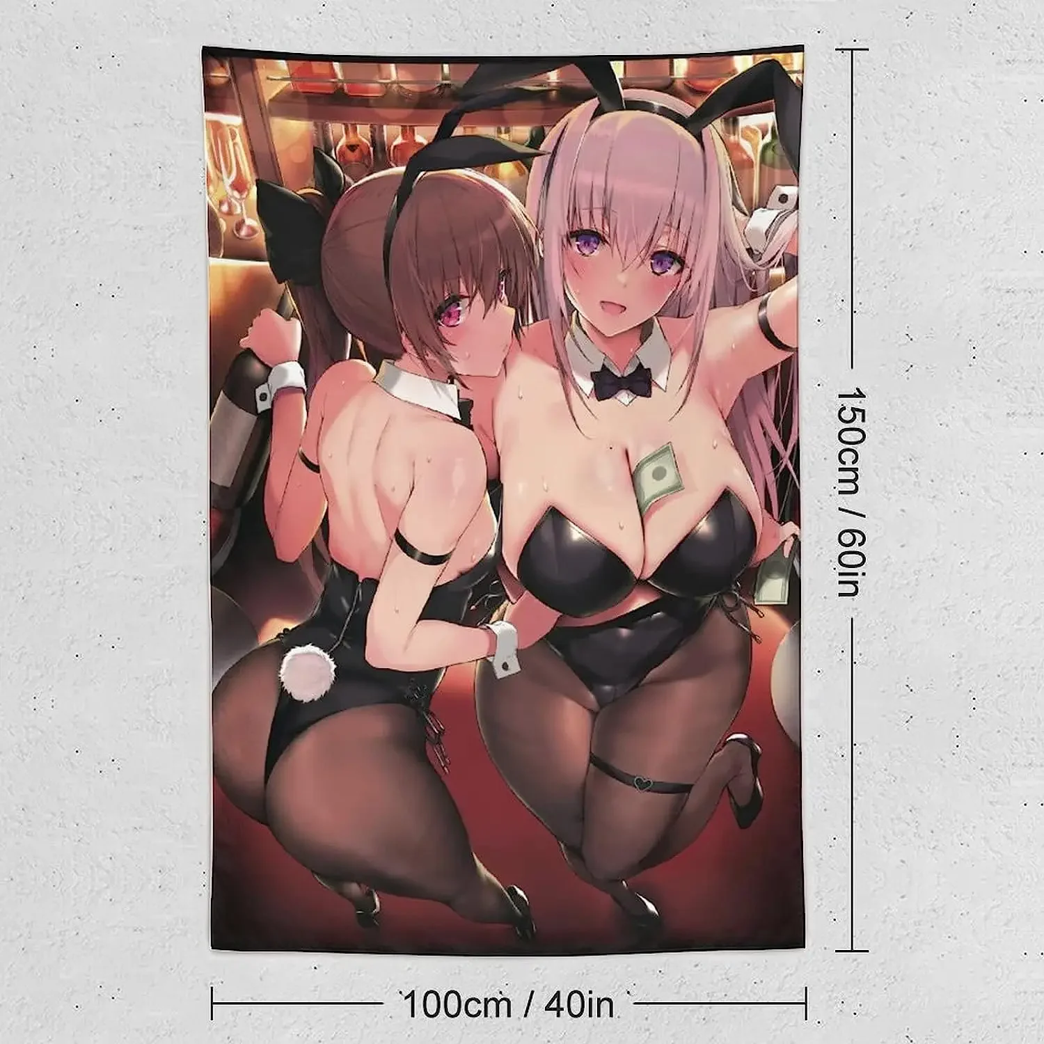 Anime Girl Bunny Bar Sexy Sweat Tapestry Wall Tapestry Wall Hanging Decor Wall Art for Bedroom Living Room Dorm Picnic