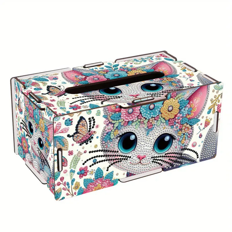 

1pcs/Set DIY Diamond Painting Art Wooden Tissue Box Cat/Dog Pattern New 2025 Diamond Embroidery Painting Kits Storage Decoration