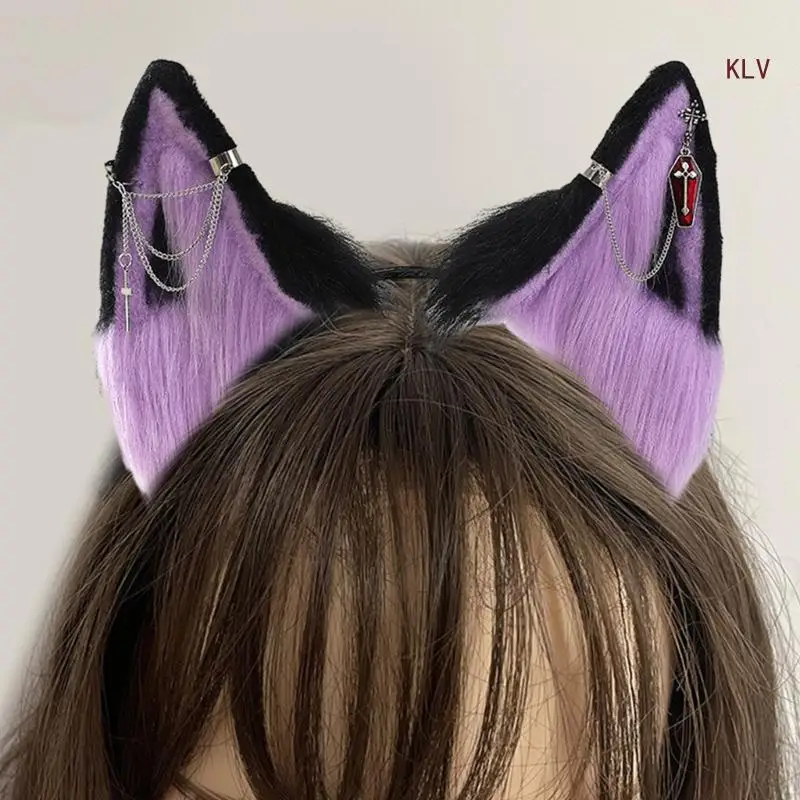 

Cat Ears Headbands Furry Faux Furs Headbands Hair Accessories for Girls and Womens Holiday Party Headwear