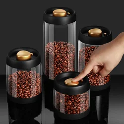 Transparent Glass Food Storage Jars Vacuum Sealed Tank Moisture-Proof Air Extraction Airtight Container Coffee Beans Household