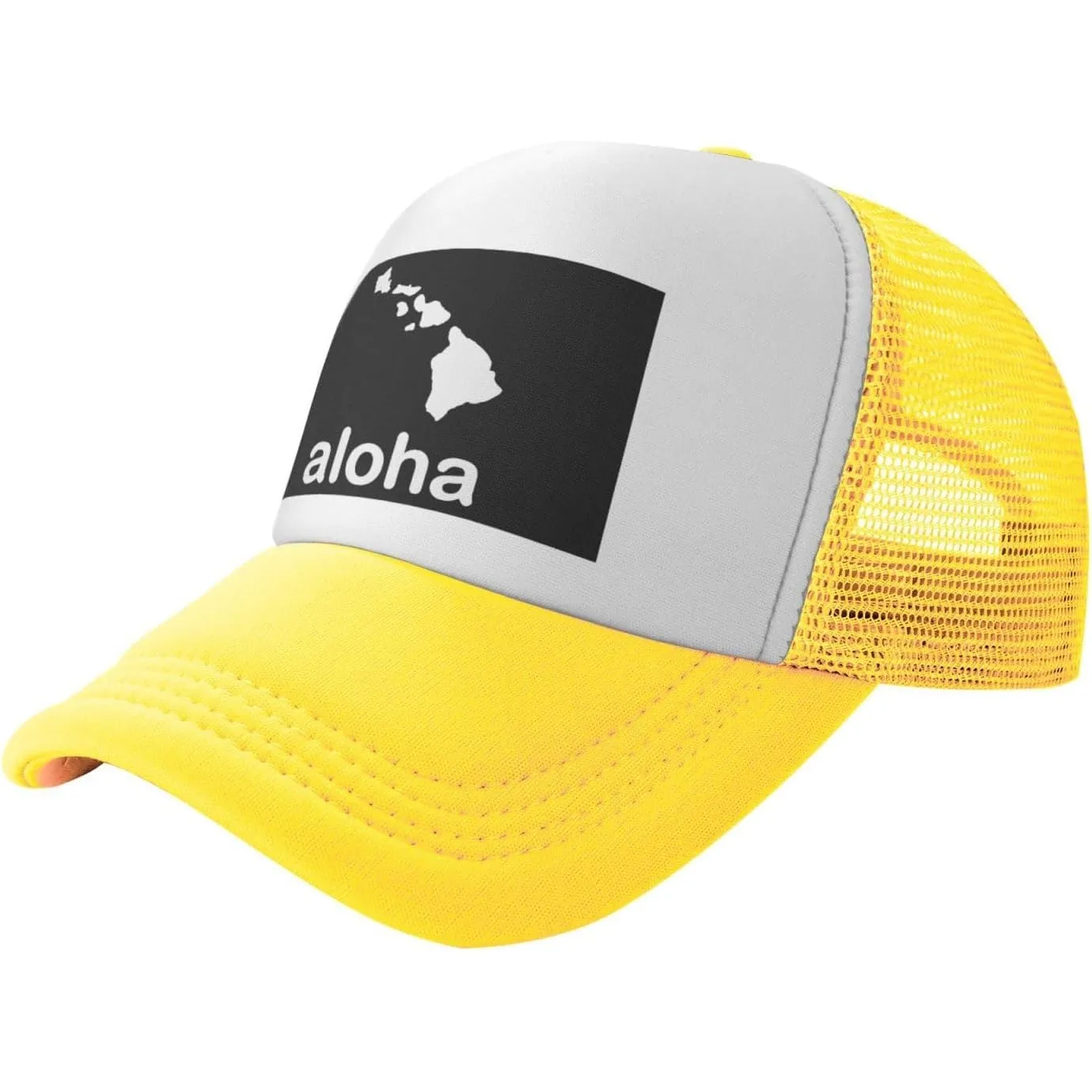 Aloha-Hawaii-Island-Map-Trucker-Cap-Breathable-Mesh-Snapback-for-Unisex-Casual-Outdoors