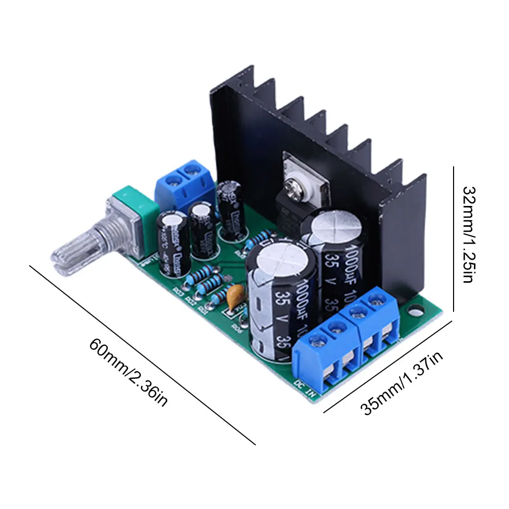 TDA2050 Mono Audio Power Amplifier Board 1-2A Audio Amplifier Module 10-100W Stereo Power Amplifier 1-Channel DC/AC 12-24V