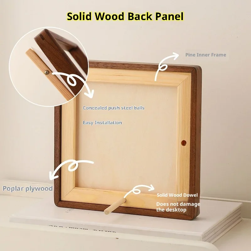 Solid Wood Picture Frame- Black Walnut Rounded Corner Square Photo Frame for Home Décor