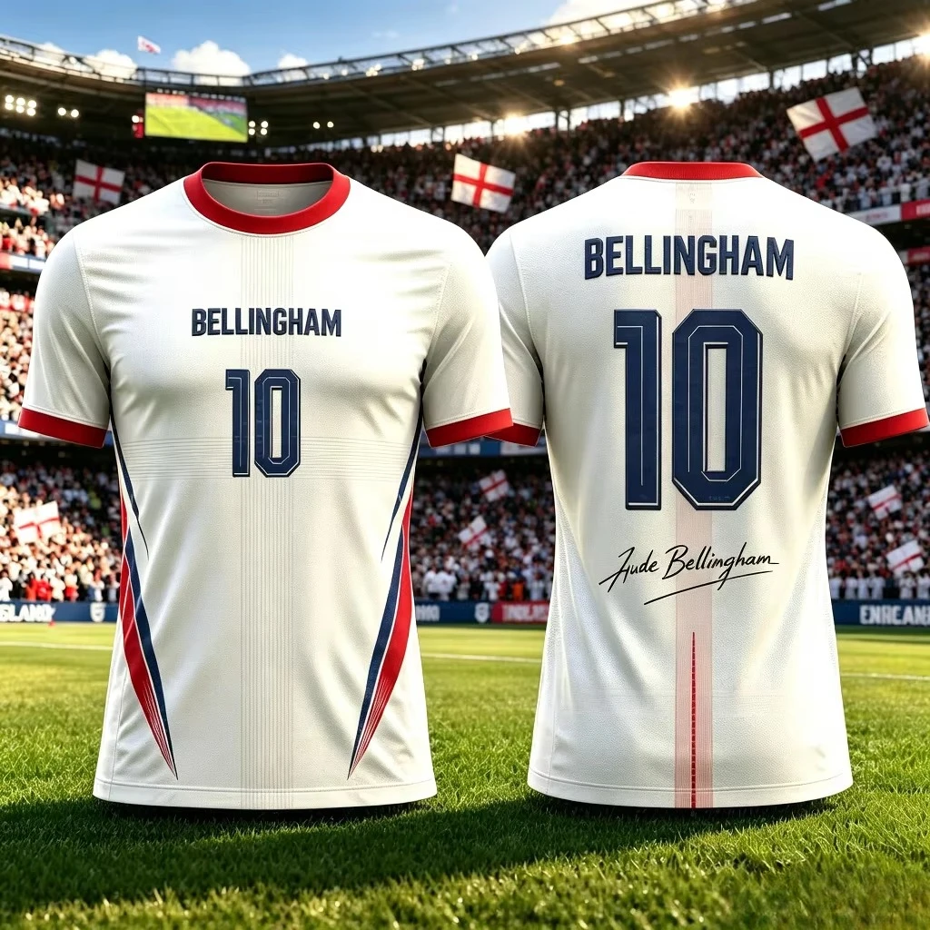 2026 Sommer Neues Modell Bestseller England 3D-Druck Fußball-Fan-Trikot Inspirierte Edition Schnelltrocknendes Fußballshirt für Erwachsene und Kinder