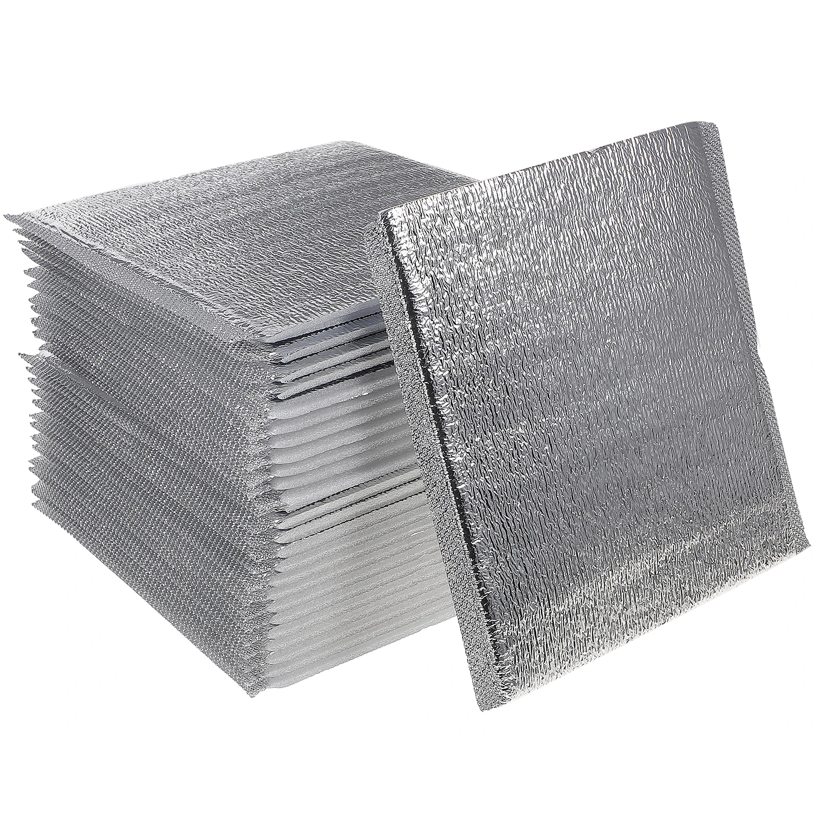 

50 Pcs with Cover Aluminum Foil Insulation Bag Shopping Thermal Food Thick Pouches