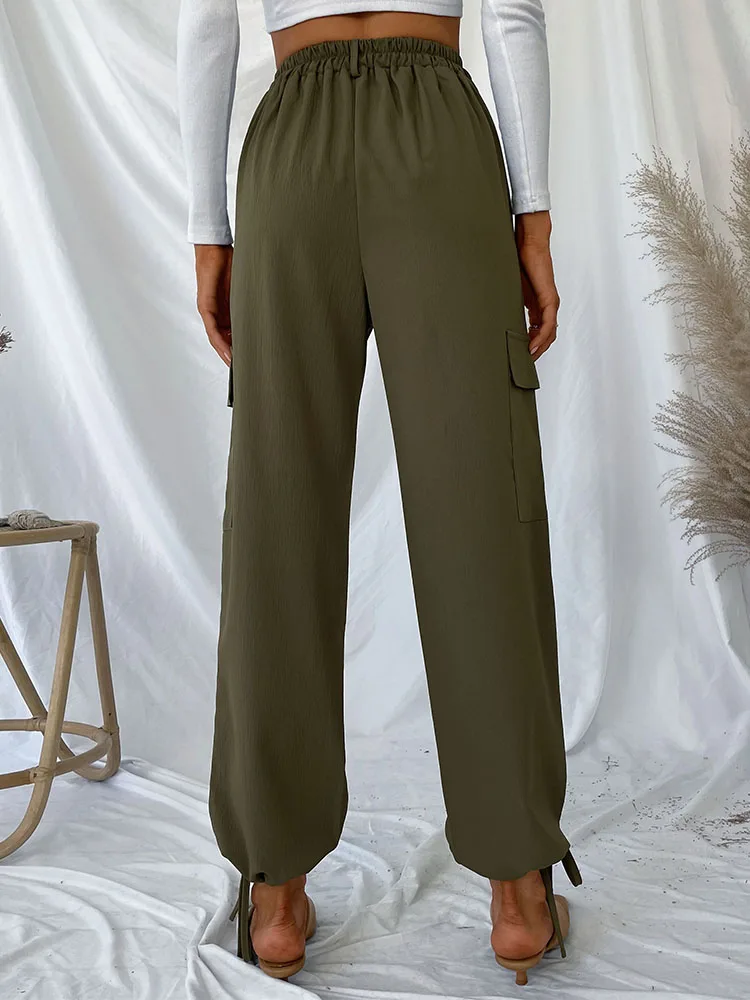 Autumn Trend In Europe And The United States Commuter Workwear Loose Wide-Legged Pants Pockets High-Waisted Leggings Female