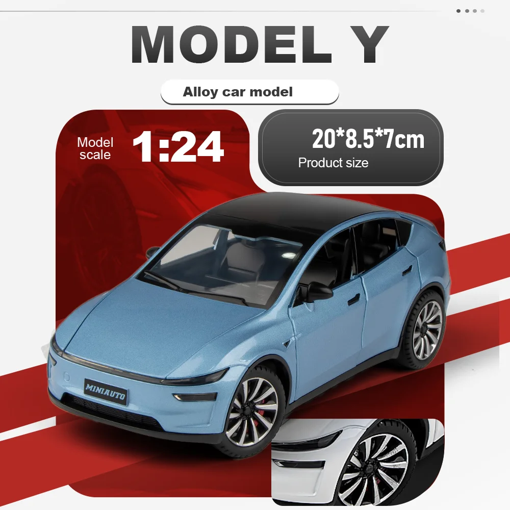 

1:24 Model Y M9 Alloy Diecast Cars Toys Miniature Toys Doors Opened Pull Back Rubber Tire Vehices Birthday Gifts for Classmates