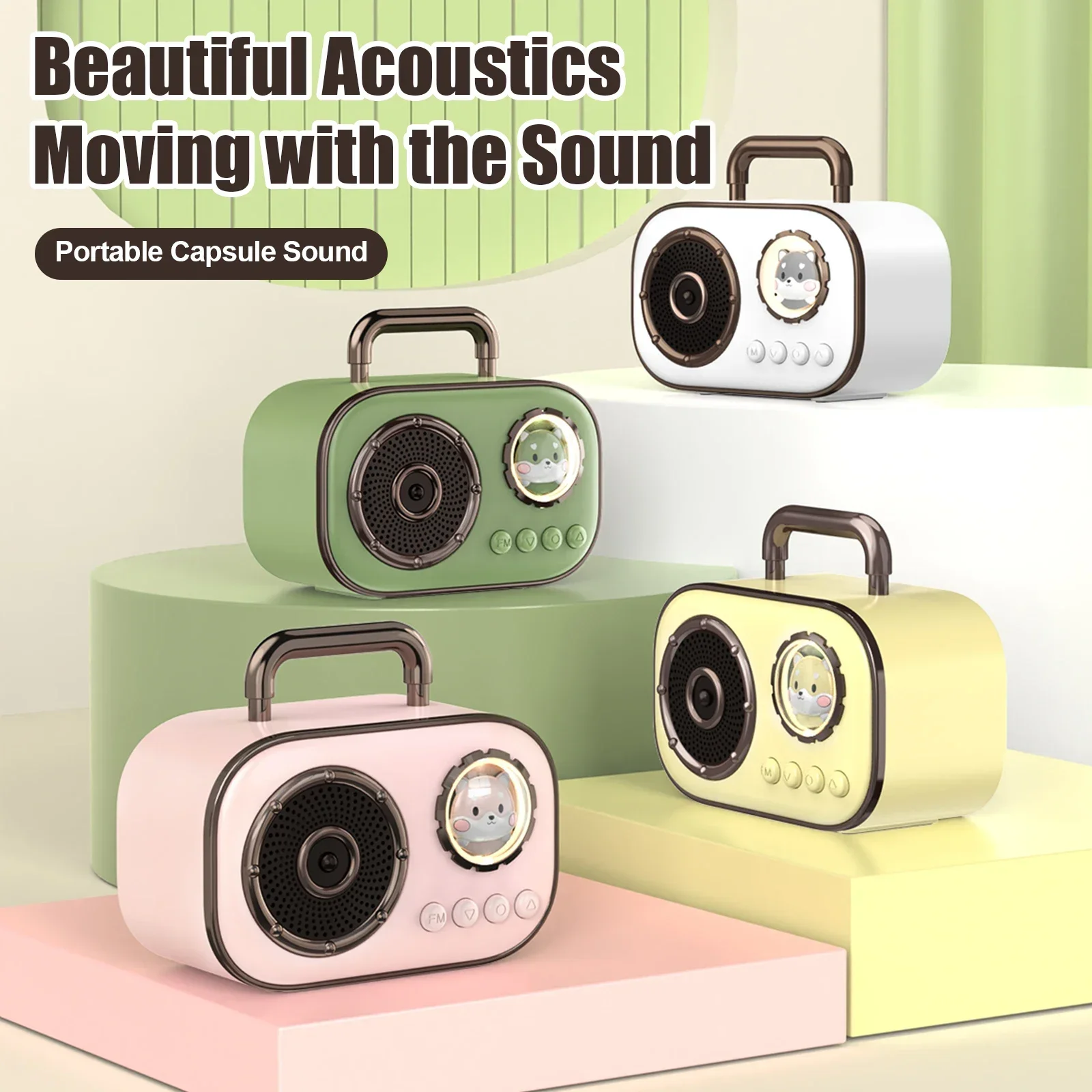 2024New Mini Bluetooth Speaker High Quality Retro Speaker Children's Edition K Song Mini subwoofer Outdoor FM Portable Music Box