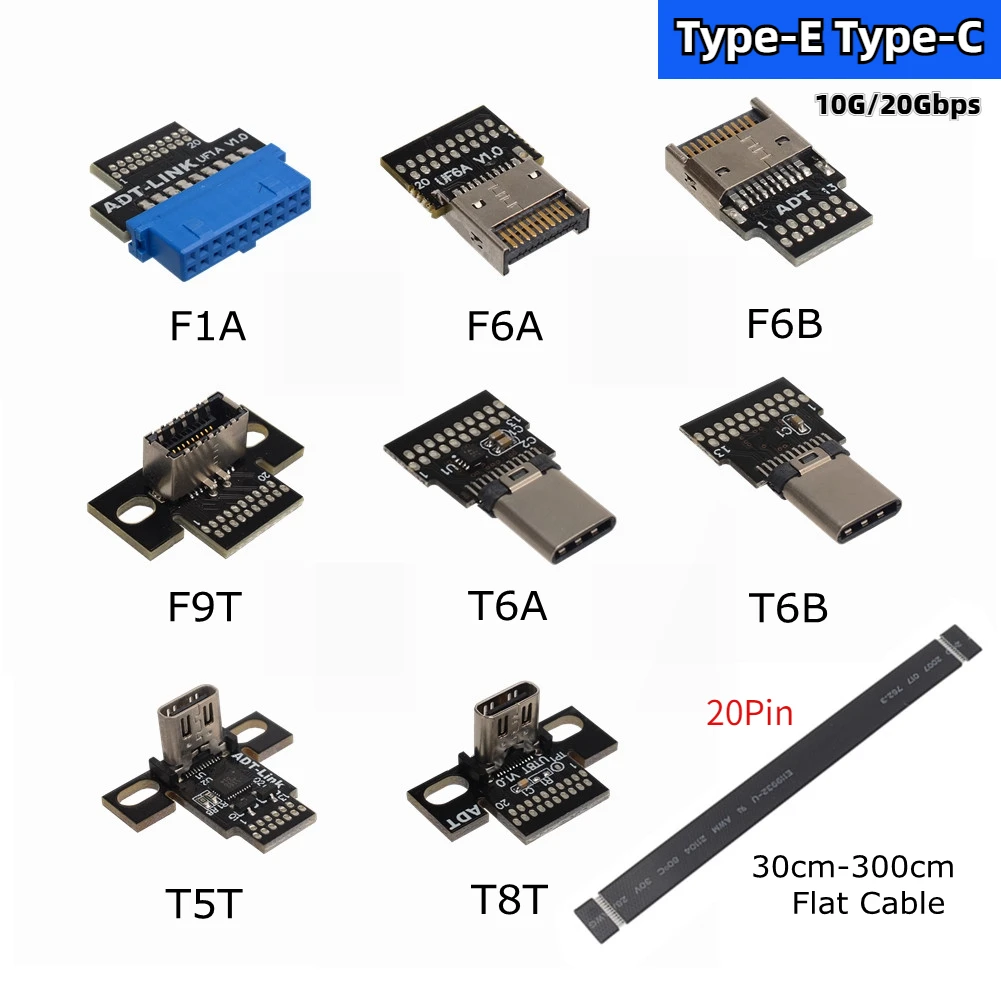 USB 3.1 타입-E 커넥터, DIY USB 장치 타입 C USB-C, USB 3.0, 19 핀, 20 핀 용접 어댑터 케이블, 2 세대, 10Gbps, 20Gbps, TX-TX TX-RX