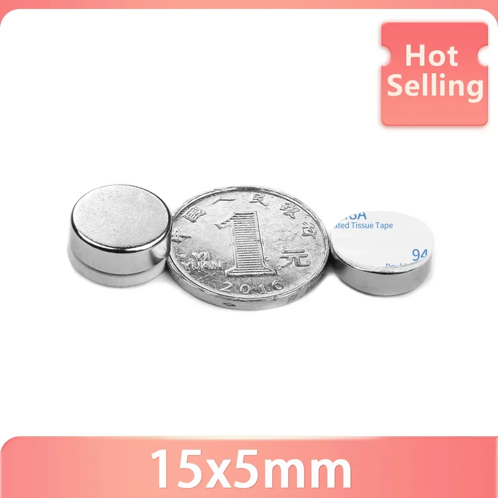 15x5 Round Powerful Strong Magnetic Magnets 15mm X 5mm Disc Permanent Neodymium Magnet With 3M Tape 15x5mm 15*5