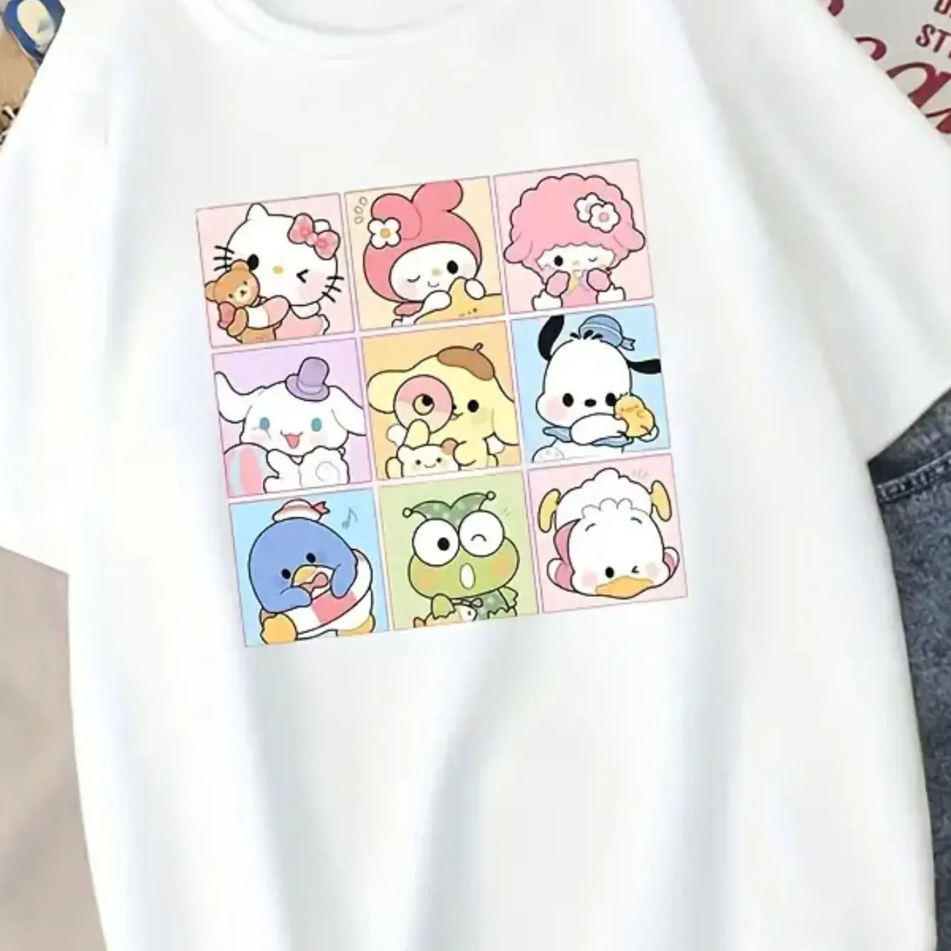 

Хлопковые мужские и женские футболки с графическим принтом «Hello Kitty», лето, осень-зима, роскошные спортивные футболки на открытом воздухе