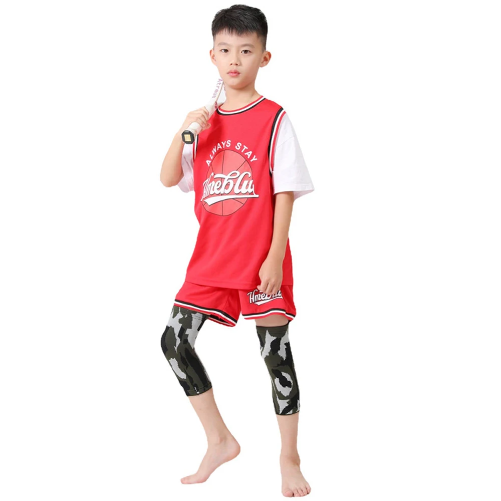 1Pair Sports Camouflage Knee Pads/Padded Compression Pro Knee Sleeves Youth & Kids Sizes - Basketball Wrestling