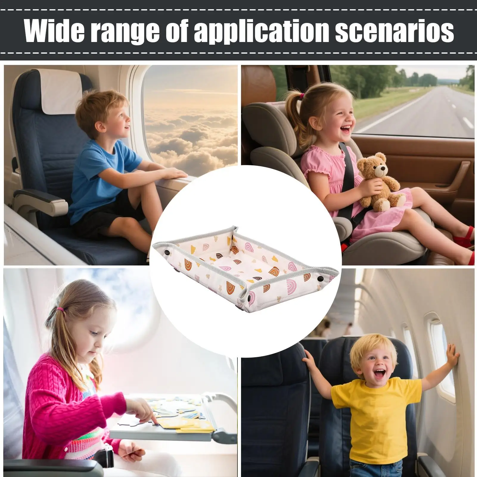 Tray Table Cover Airplane Travel Waterproof With Pocket Cartoon Pattern Airplane Travel Tray Cover For Boys And Girls Eating