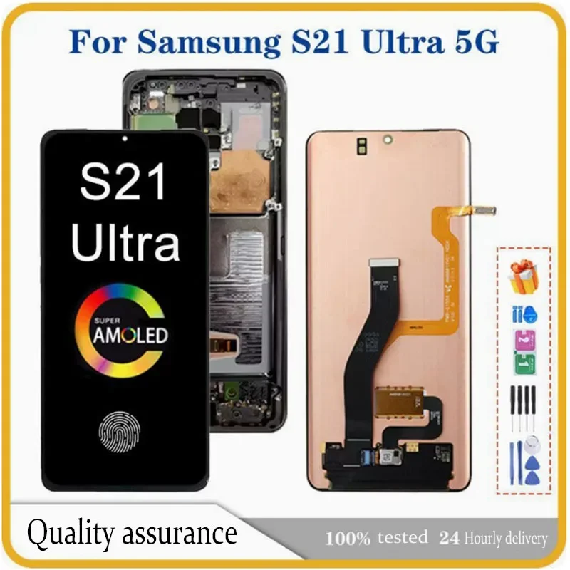 

AMOLED S21 Ultra Screen Assembly for Samsung Galaxy S21 Ultra 5G G998B G998B/DS LCD Display Touch Screens with Fingerprints