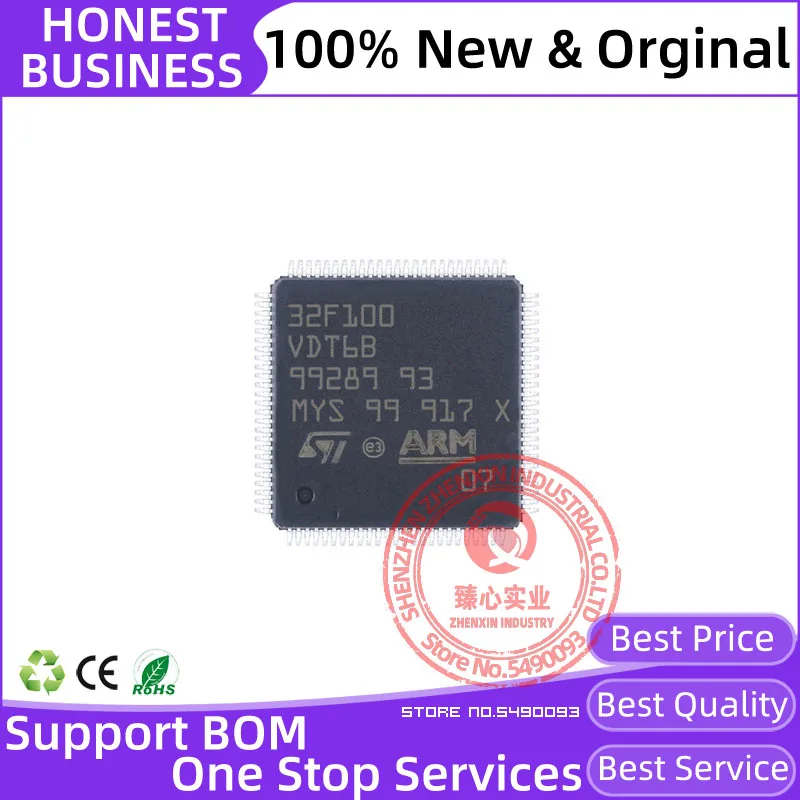 STM32F100VDT6 LQFP-100 100% New original MCU 32-Bit ARM Cortex 384 Kb Value Line