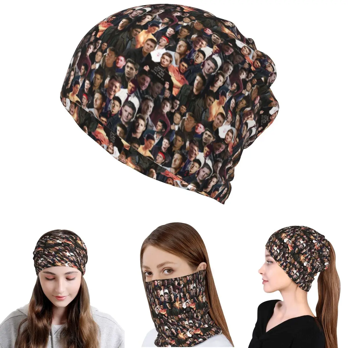 

Dean Winchester Collage Bandana Neck Cover Magic Scarf Warm Face Mask Beanies Hat for Men Women Adult Washable