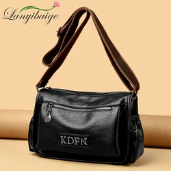 Luxury Soft Solid Genuine Leather Shoulder Crossbody Bag For Women Designer Large Capacity Handbag Cow Leather Female Tote Sac