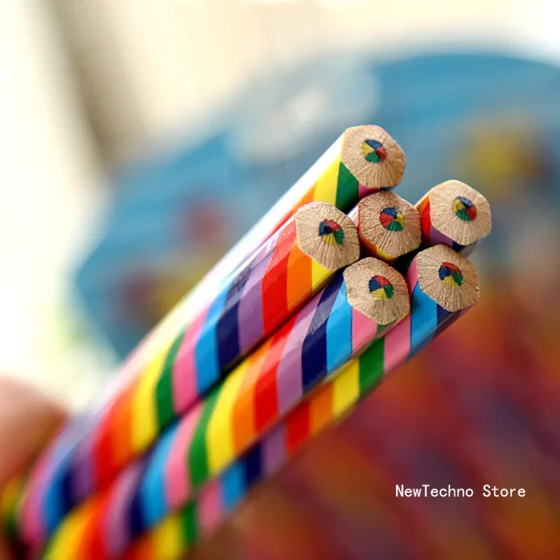 Cute 4 Color Concentric Rainbow Pencil for Student Children\'s Painting Graffiti Drawing Gift Art School Supplies