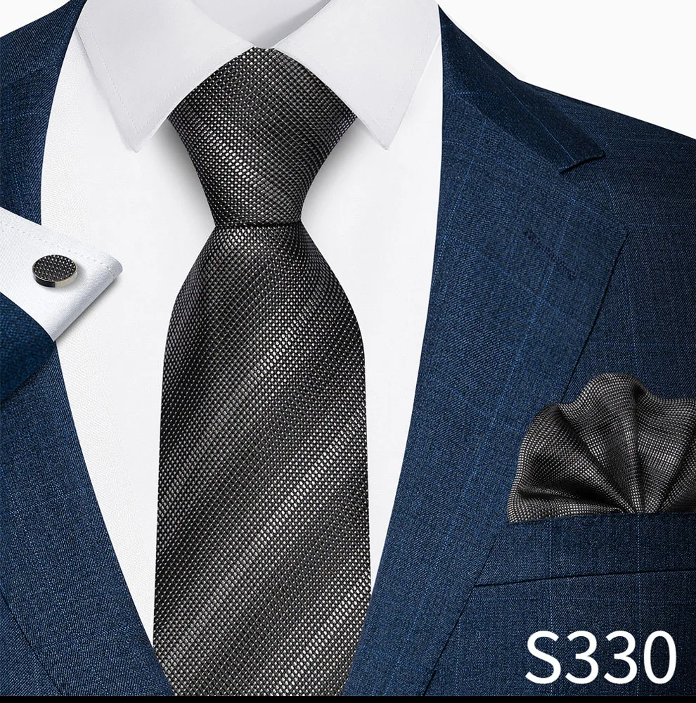 Hochwertiges 8-cm-Krawatten-Einstecktuch-Set für Herren, schwarz, blau gestreift, Hochzeitsgeschenk, Krawatte, Anzug-Accessoires, passend für den Arbeitsplatz – Detail 25