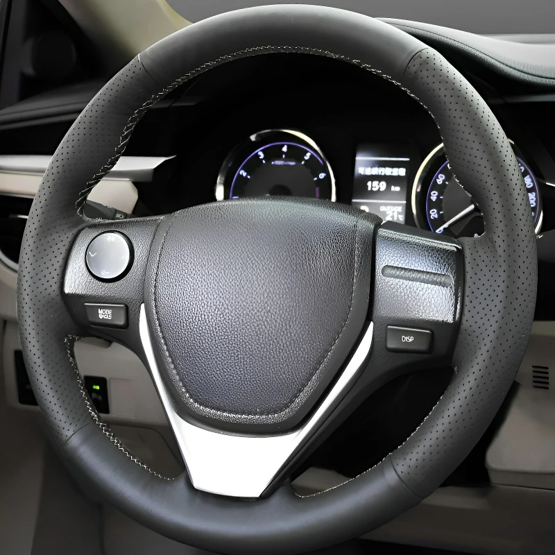 

For Toyota Corolla 14 models Hand-stitched steering wheel cover lightweight and breathable, full coverage modification design