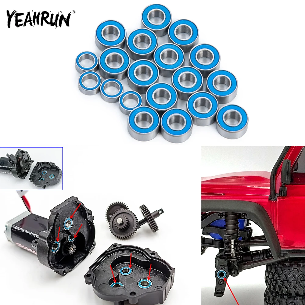 Yeahrun-ゴム製シールボールベアリングキット、1:10同軸scx10 90027、TRX-4、b6.1のチーム間、baja rock、e-revo 2.0、cx 2wd